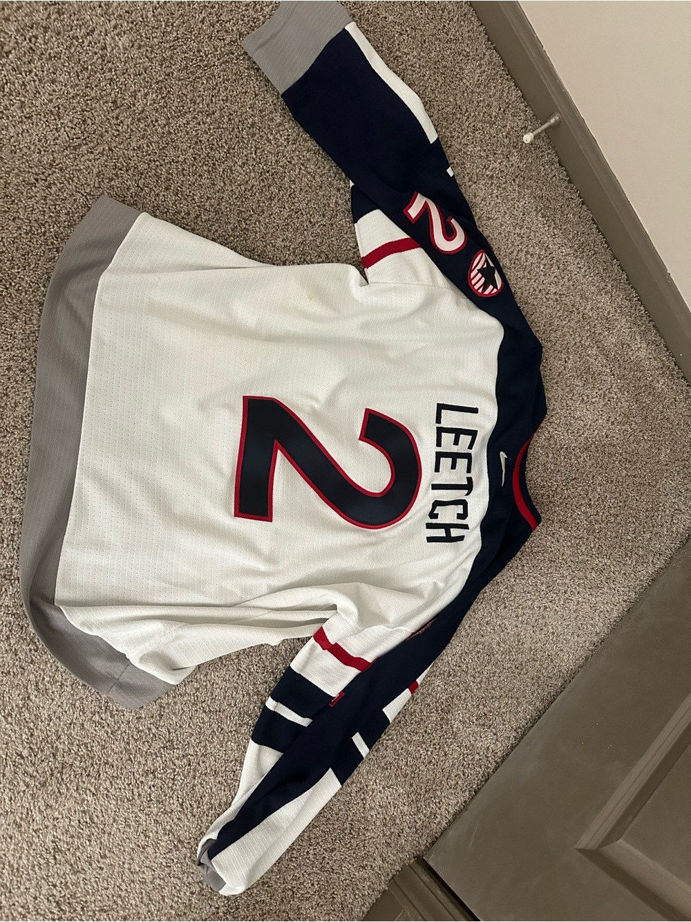 NHL Nike White & Navy Leetch #2 Hockey Jersey